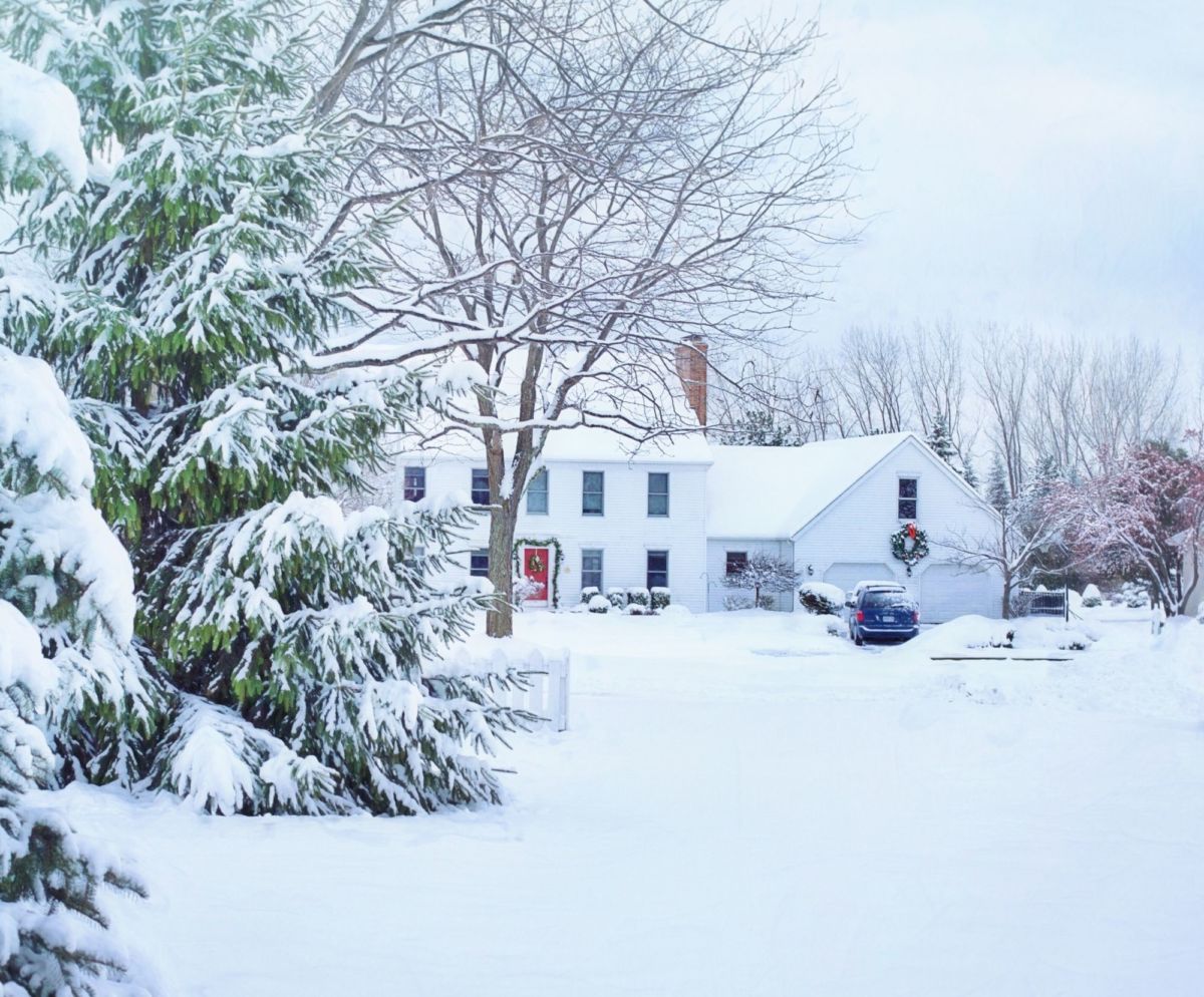 winter home with snow