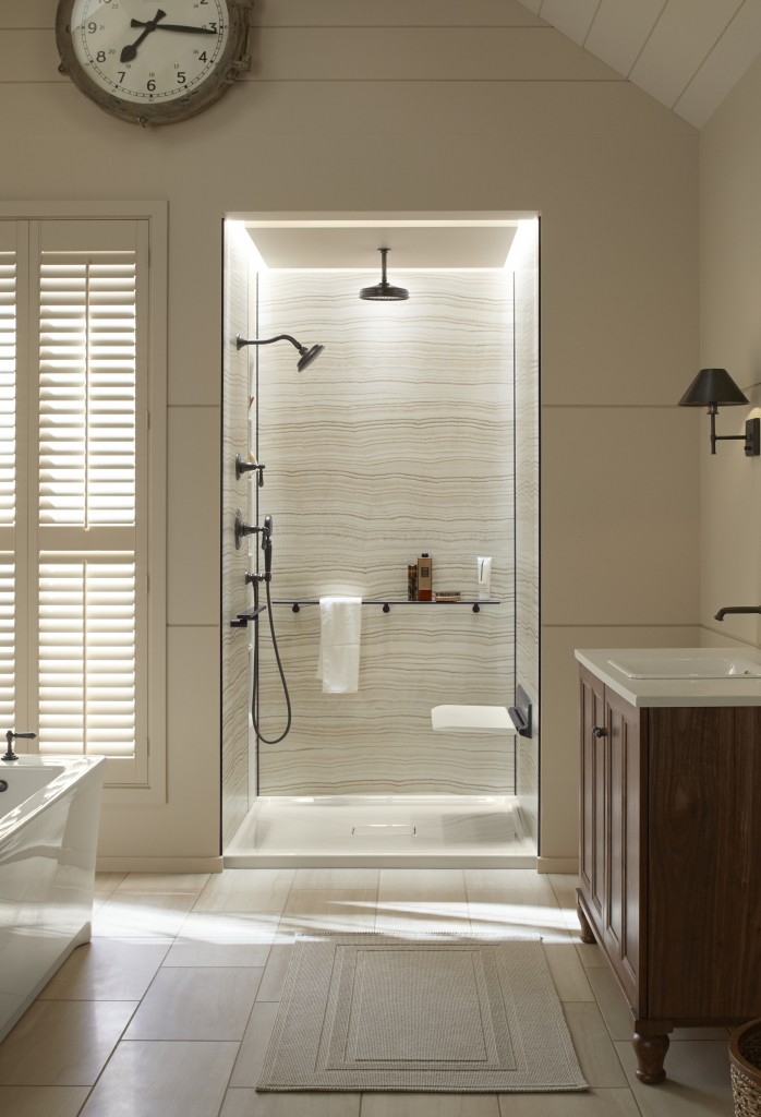 aging in place shower with curbless entry