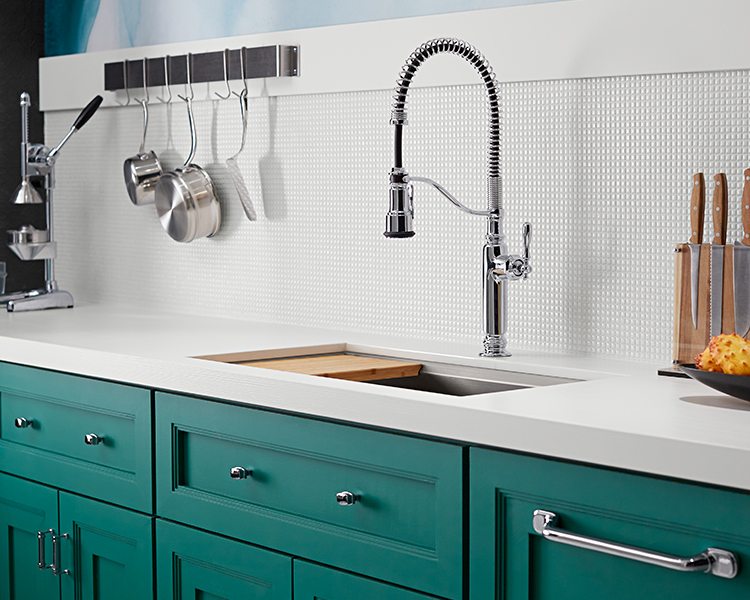 Commercial style faucet and sink