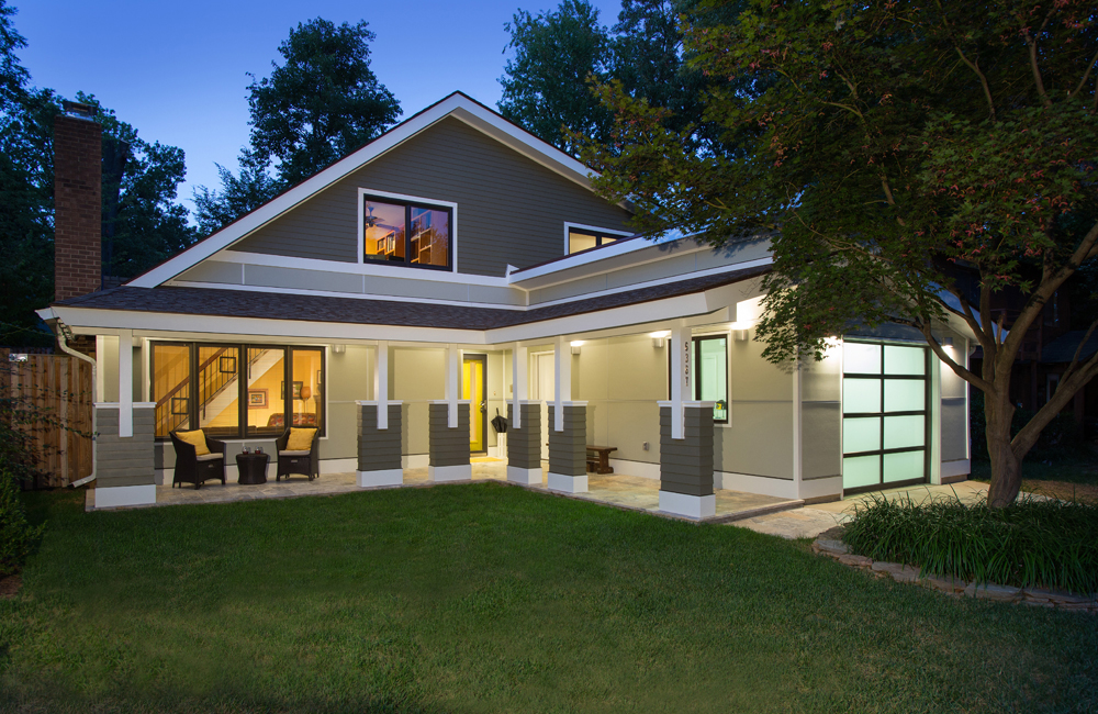 Award-winning remodeled home at night