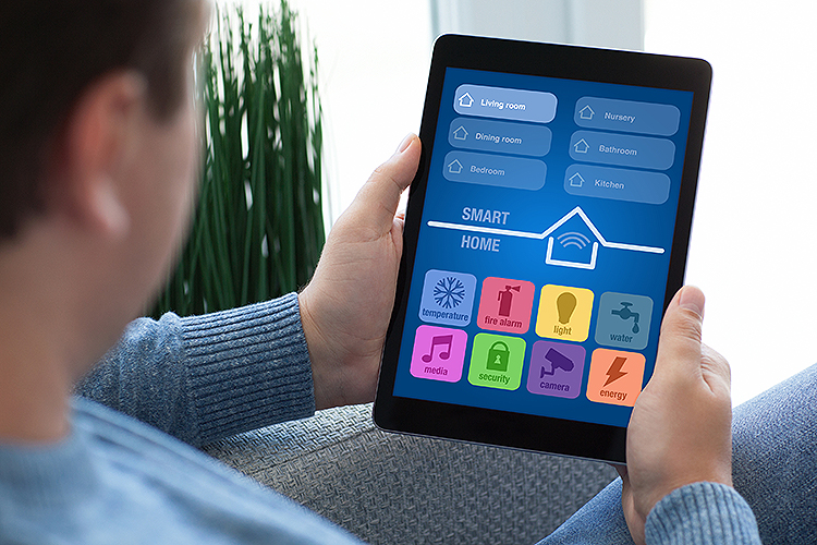Smart home controls on a tablet