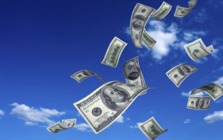 money floating in the air