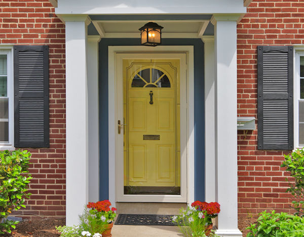 front door with yellow the selected color