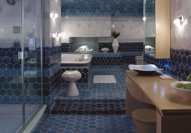 blue and white large bathroom