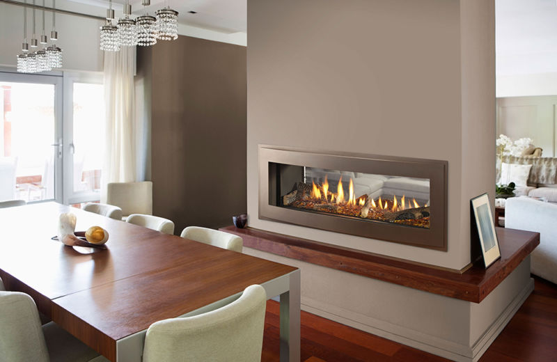Two-sided gas fireplace idea