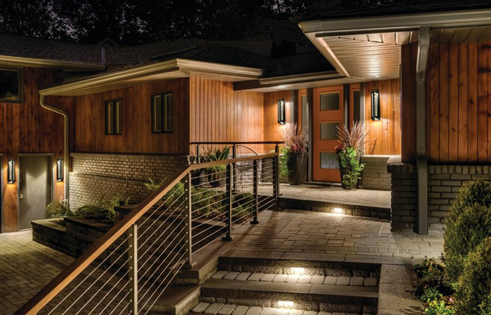 Home exterior at night