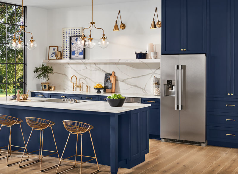 blue and white kitchen