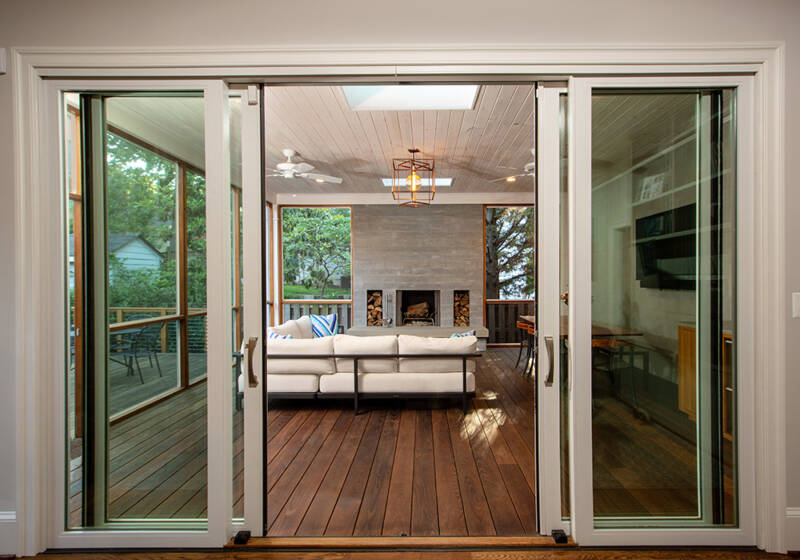 Sliding glass doors to sunroom