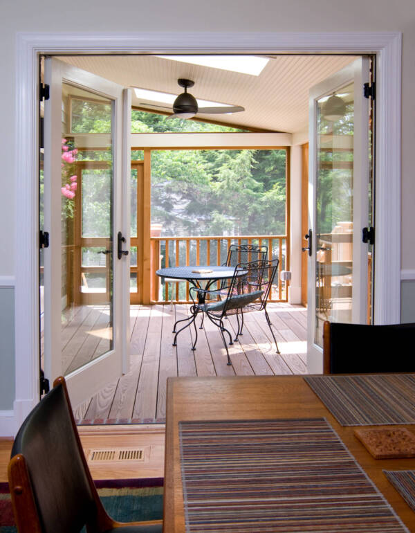 French door opeing to screened porch